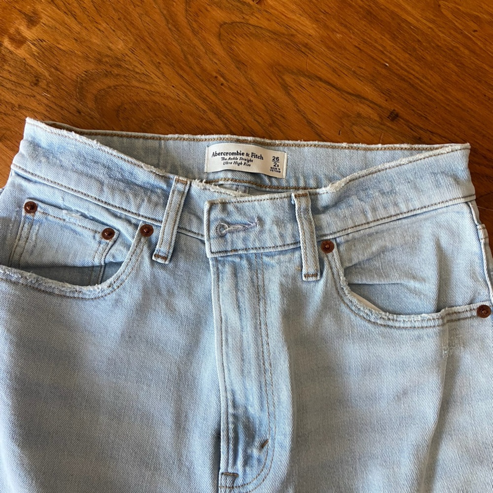 Abercrombie & Fitch The Ankle Straight Ultra High Rise Blue Jeans Sz 26S